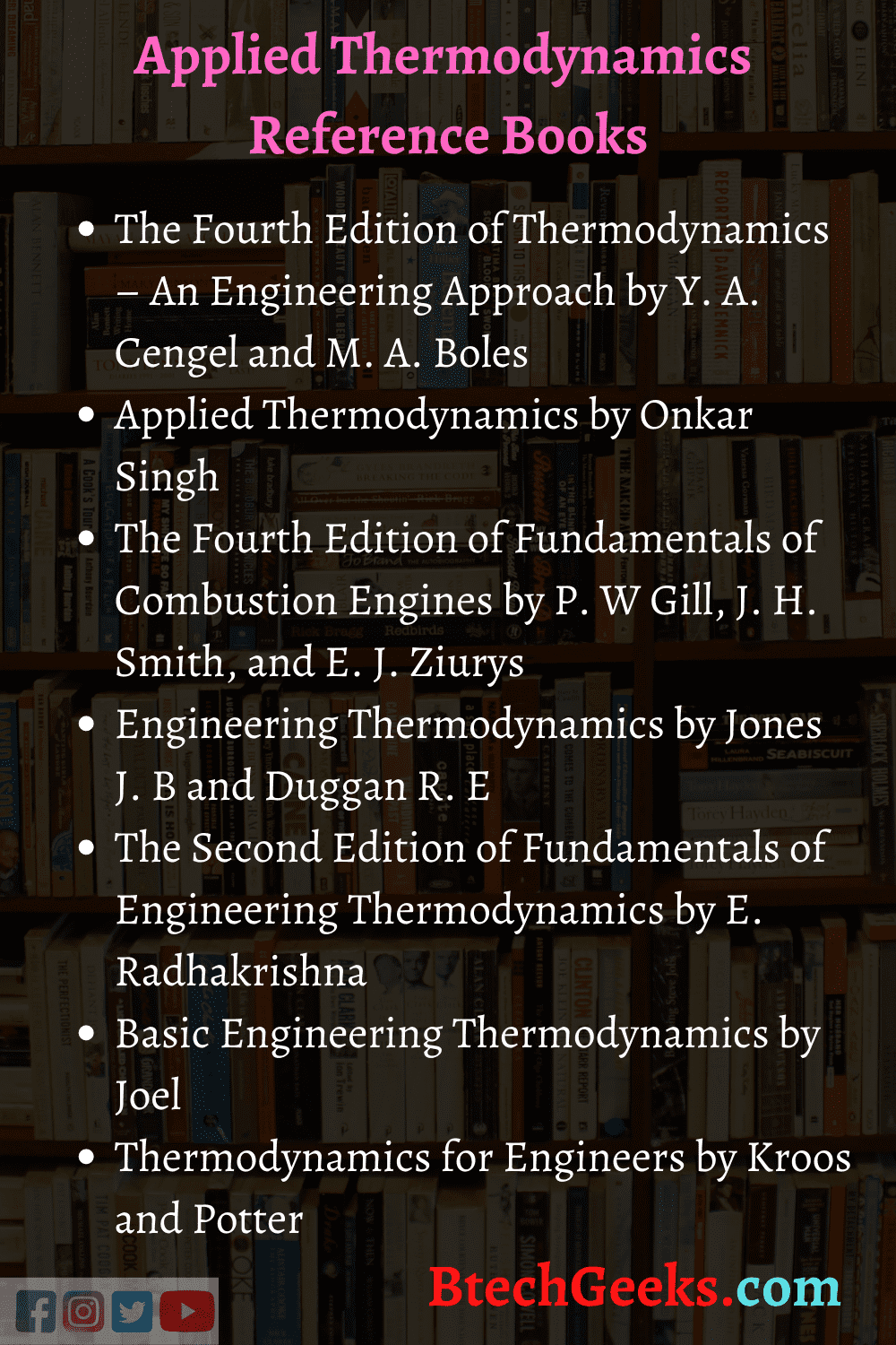 Applied Thermodynamics Reference Books