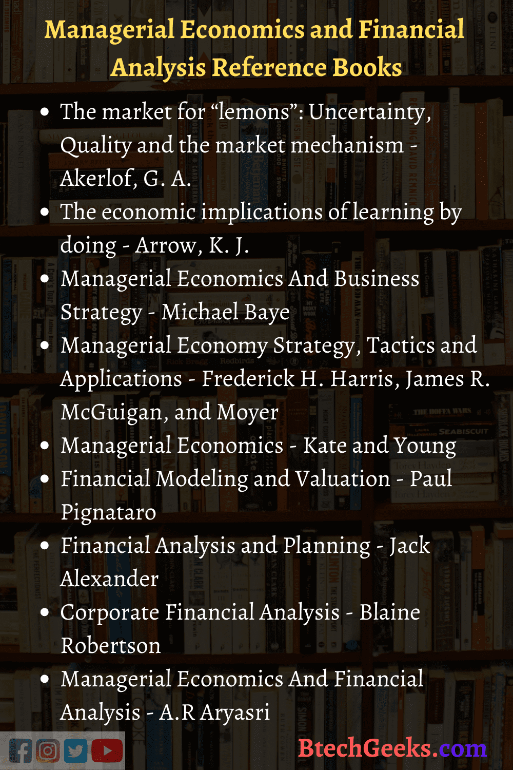 Managerial Economics And Financial Analysis Reference Books