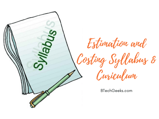 estimation and costing syllabus