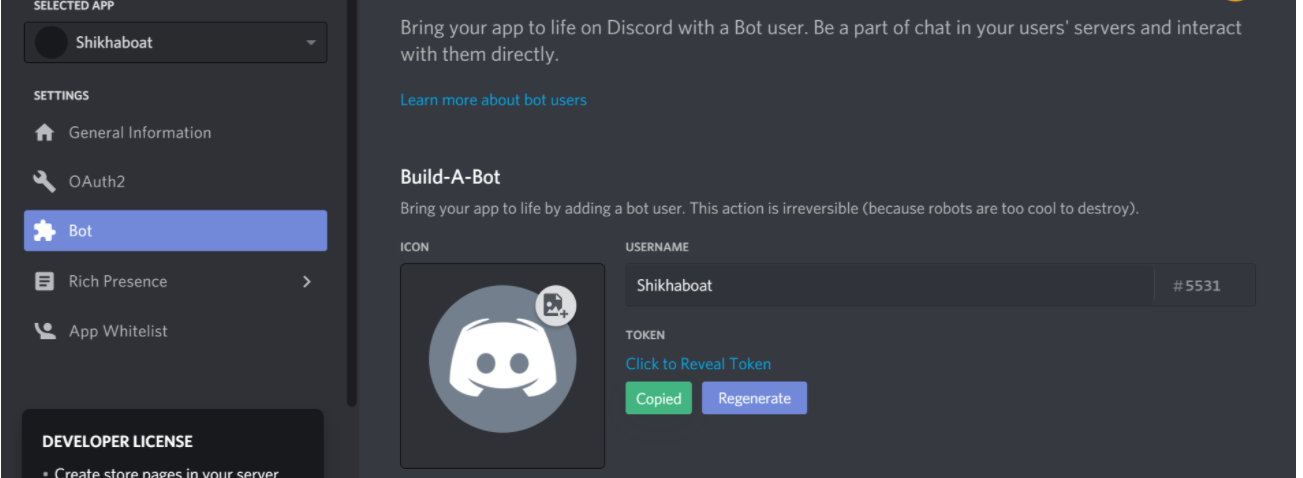  Creating-a-Discord-adding-bot-token