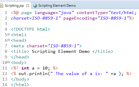 JSP Scripting Elements with Example 1