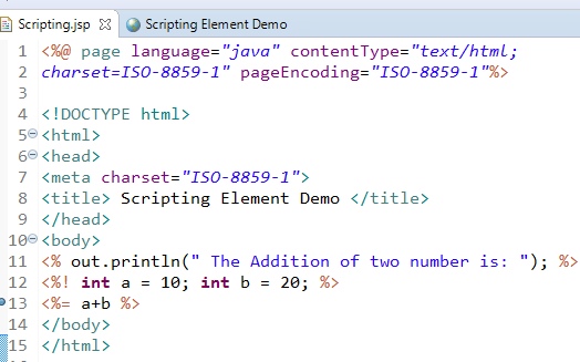 JSP Scripting Elements with Example 5