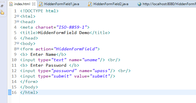 Session Management Using Hidden Form Field in Servlet with Example 1