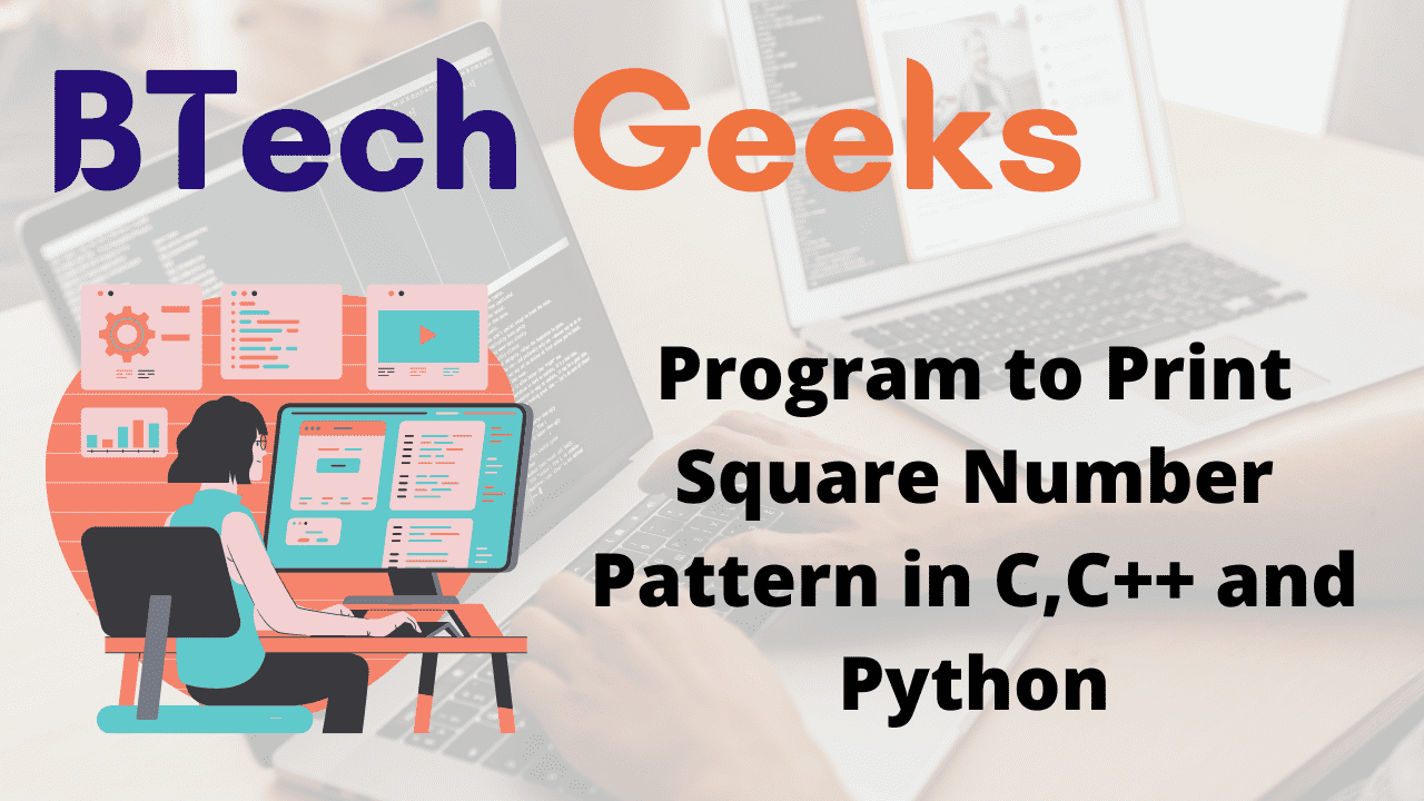 Program to Print Square Number Pattern in C,C++ and Python