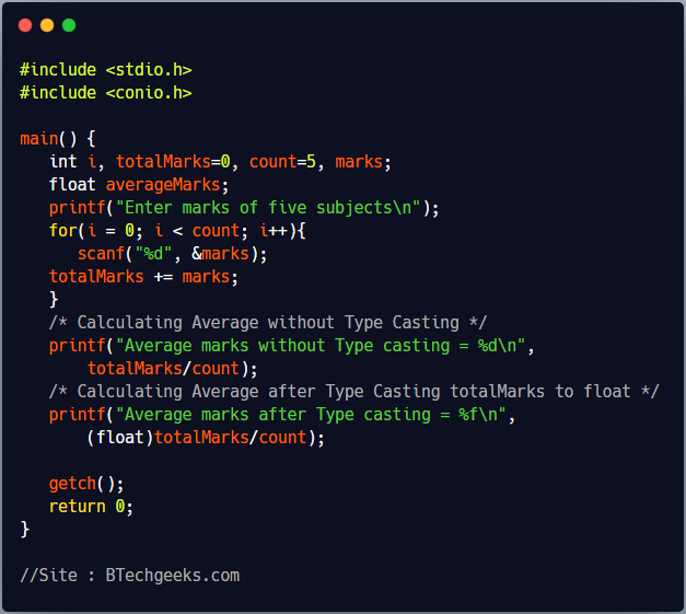 Type Casting in C Programming