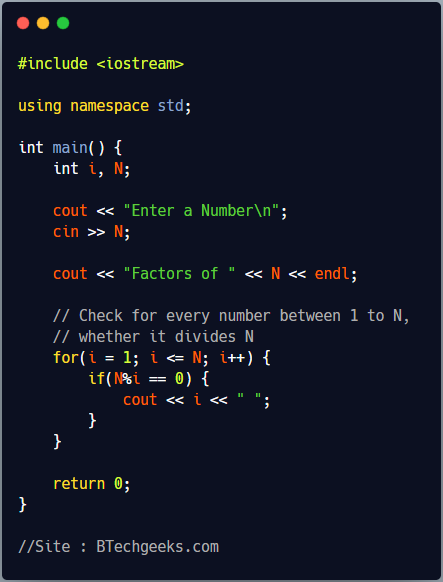 C++ Program to Display Factors of a Number