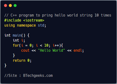 C++ Program to Print Hello World Multiple Times