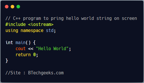 C++ Program to Print Hello World
