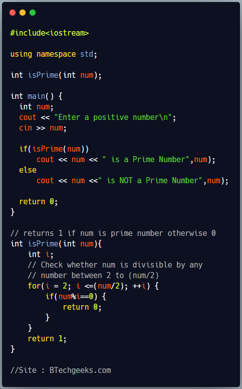 C++ Program to check prime numbers using function 1