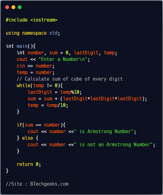 C++ program to check armstrong number