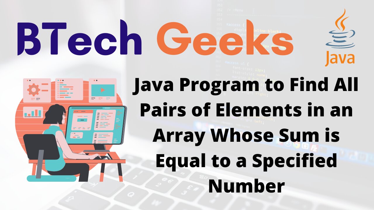 Java Program to Find All Pairs of Elements in an Array Whose Sum is Equal to a Specified Number