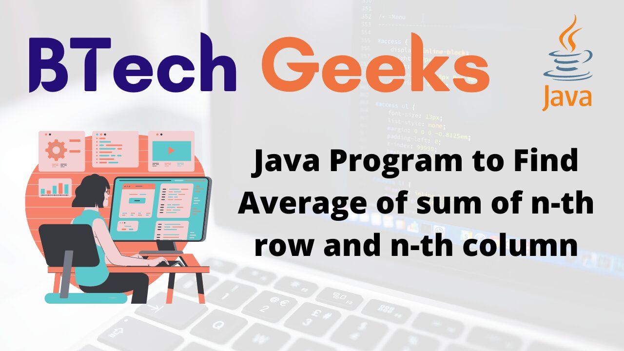 Java Program to Find Average of sum of n-th row and n-th column
