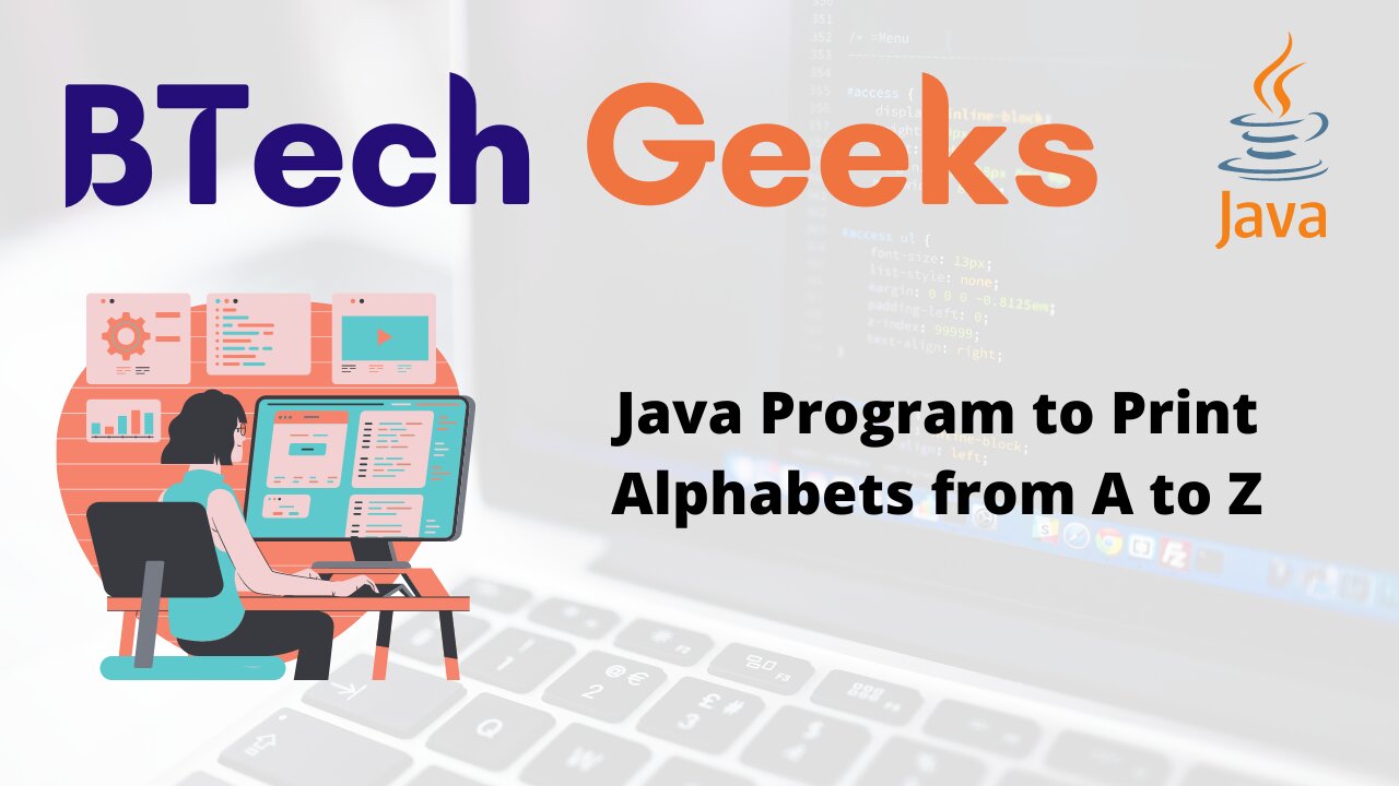 Java Program to Print Alphabets from A to Z