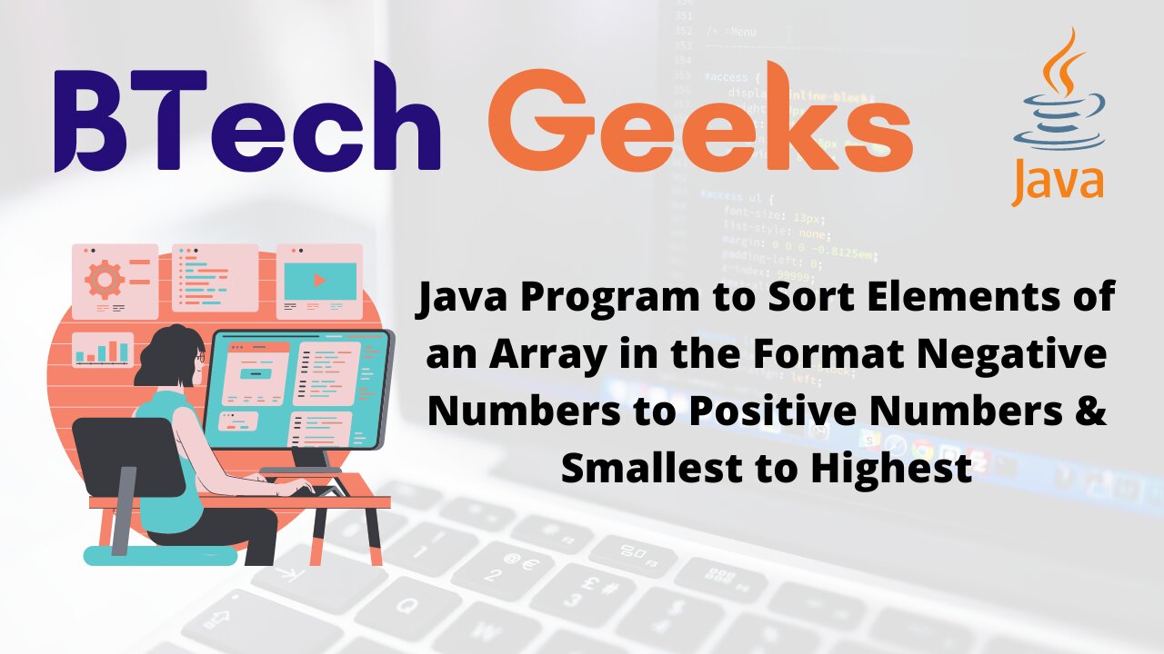 Java Program to Sort Elements of an Array in the Format Negative Numbers to Positive Numbers & Smallest to Highest